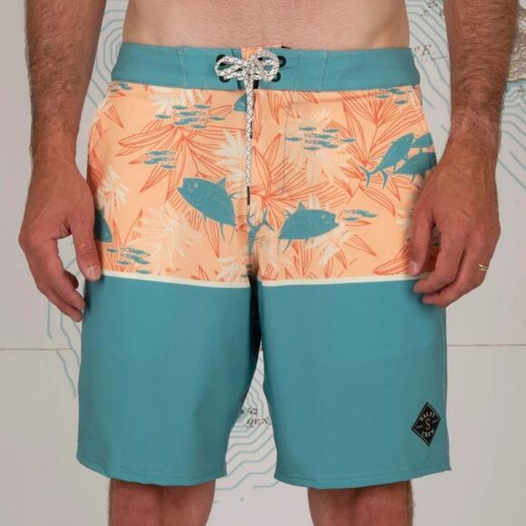 Salty Crew Men's Dark Aqua Tandem Board Shorts Size 38 - Picture 1 of 11